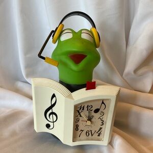 Vintage Tanson Frog Clock with Headphones